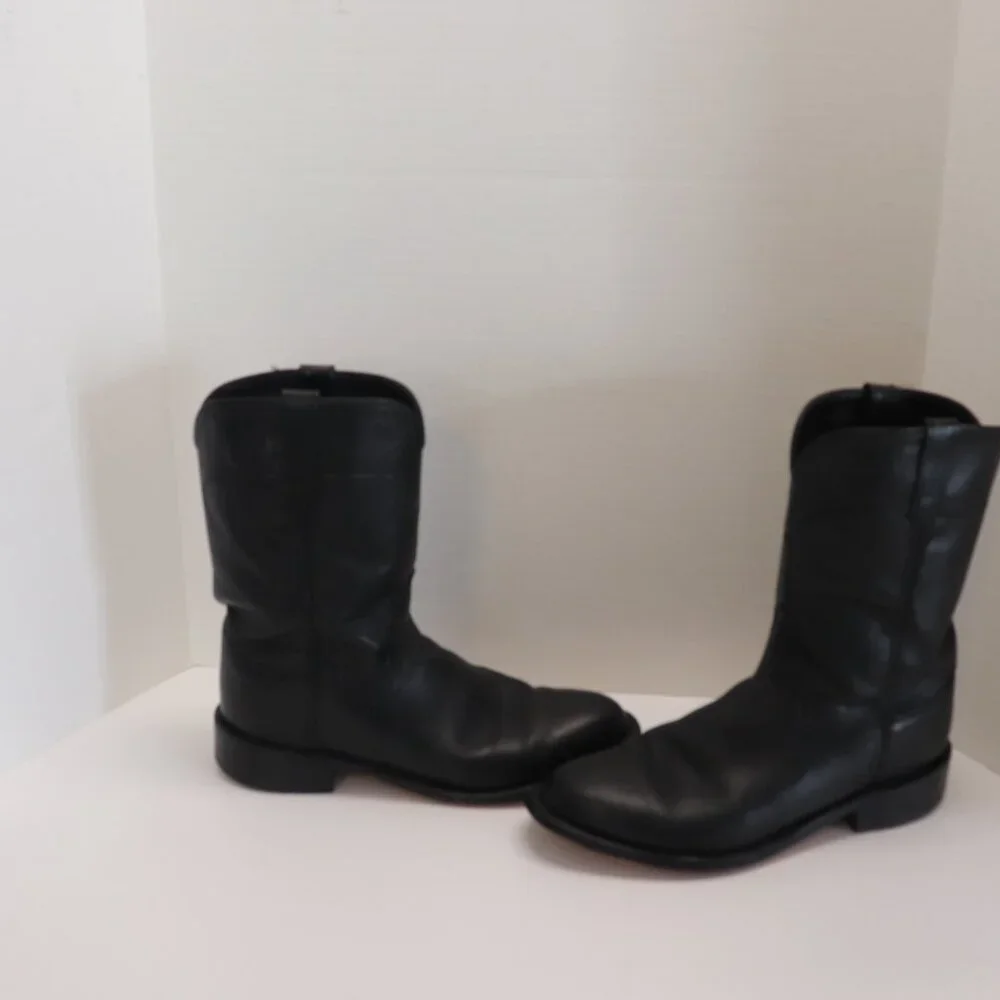 Old West Black Leather Western Men's Cowboy Boots Size 9.5 EE Made in India‎